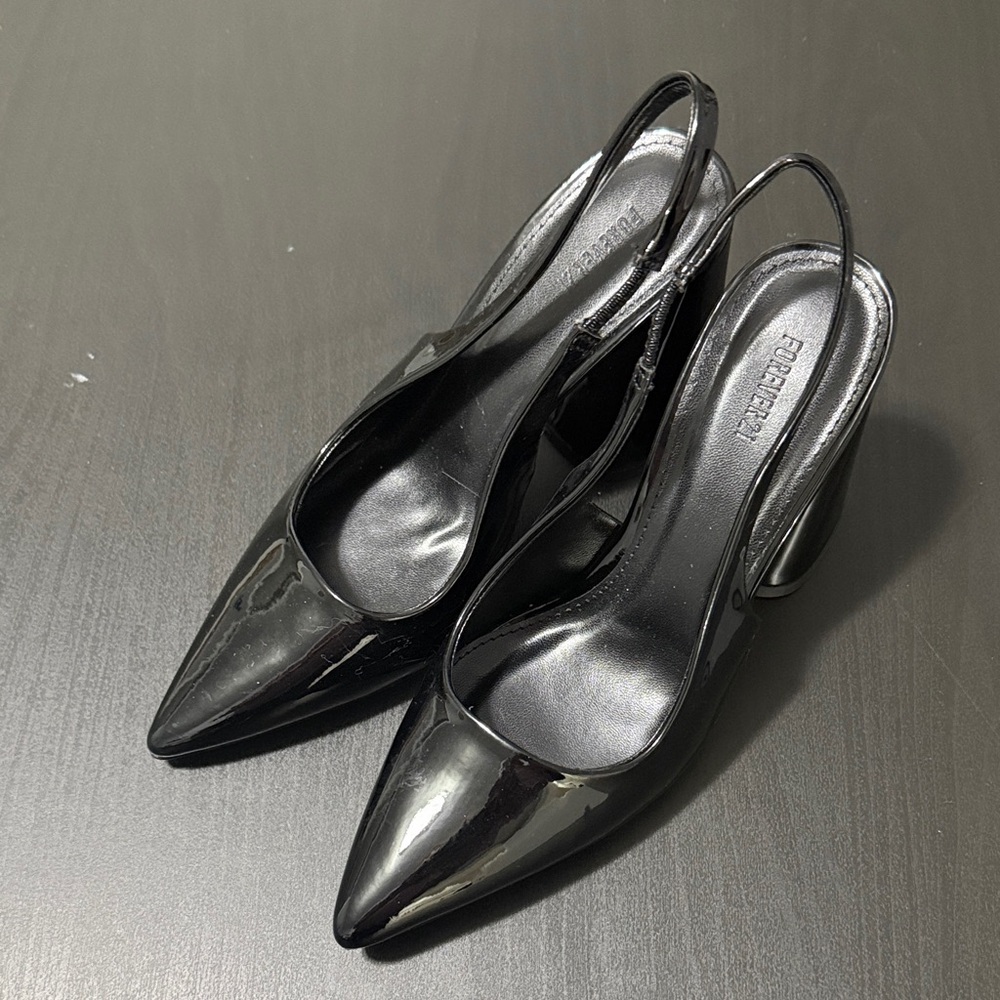 Patent Leather Black Slingback Pumps